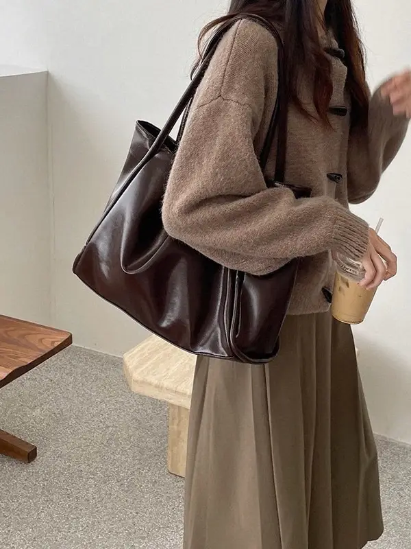 Women's Large Capacity Black Tote Bag Niche Design