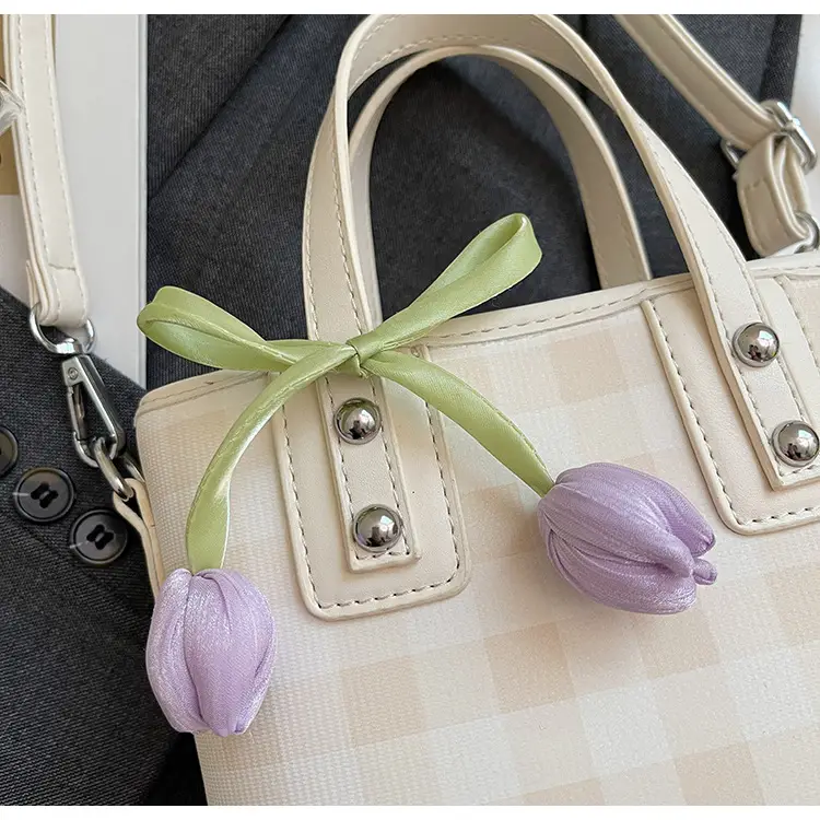 Women's Textured Crossbody Bag with Tulip Print — feature 17