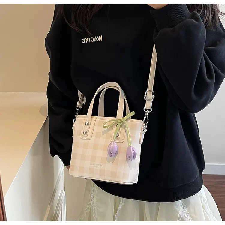 Women's Textured Crossbody Bag with Tulip Print — feature 26