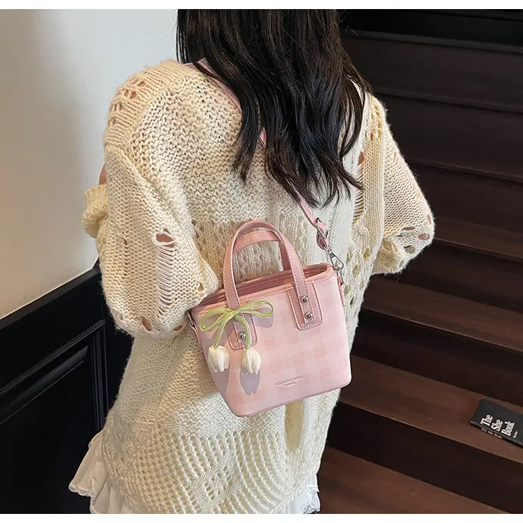 Women's Textured Crossbody Bag with Tulip Print — feature 39
