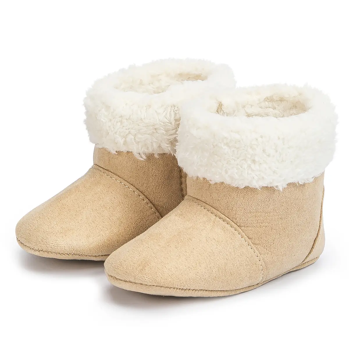 Warm Fleece Baby Boots for Baby Girls Pink Brown