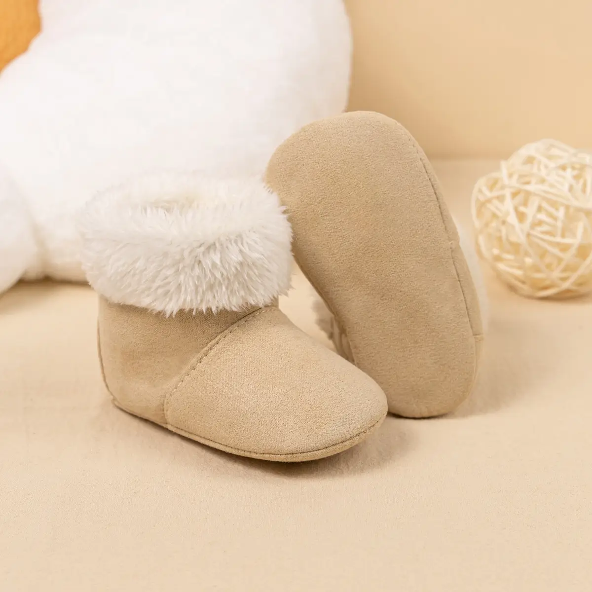 Warm Fleece Baby Boots for Baby Girls Pink Brown — feature 10
