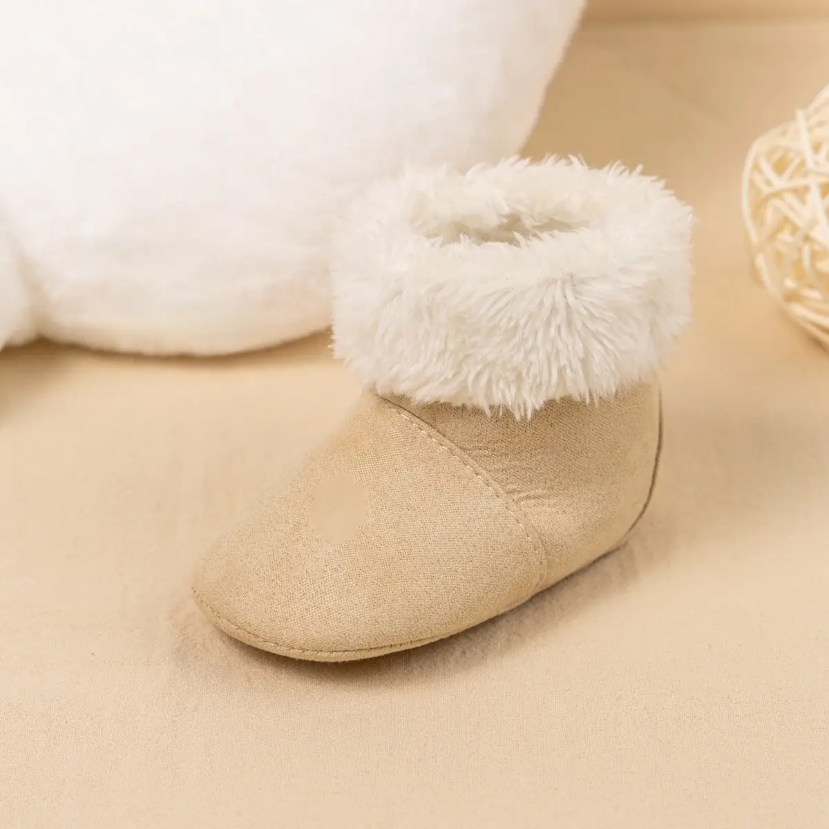 Warm Fleece Baby Boots for Baby Girls Pink Brown — feature 11
