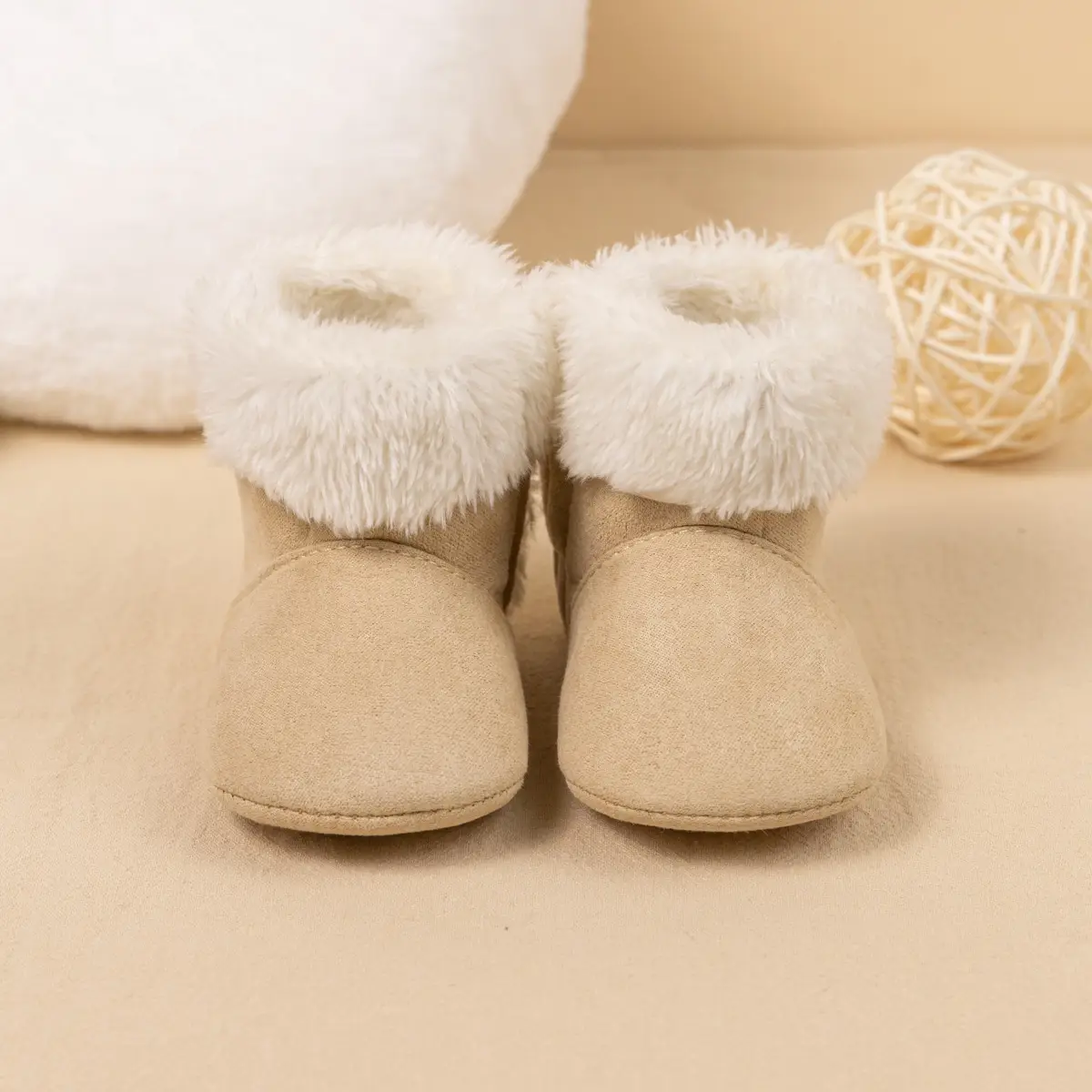 Warm Fleece Baby Boots for Baby Girls Pink Brown — feature 12