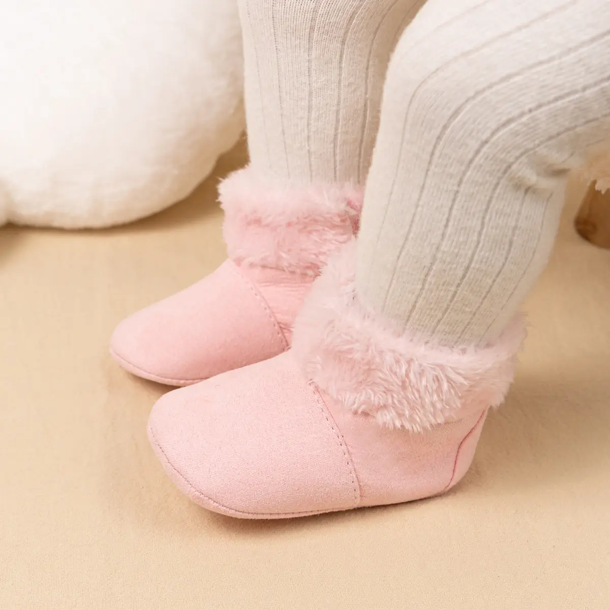 Warm Fleece Baby Boots for Baby Girls Pink Brown — feature 13