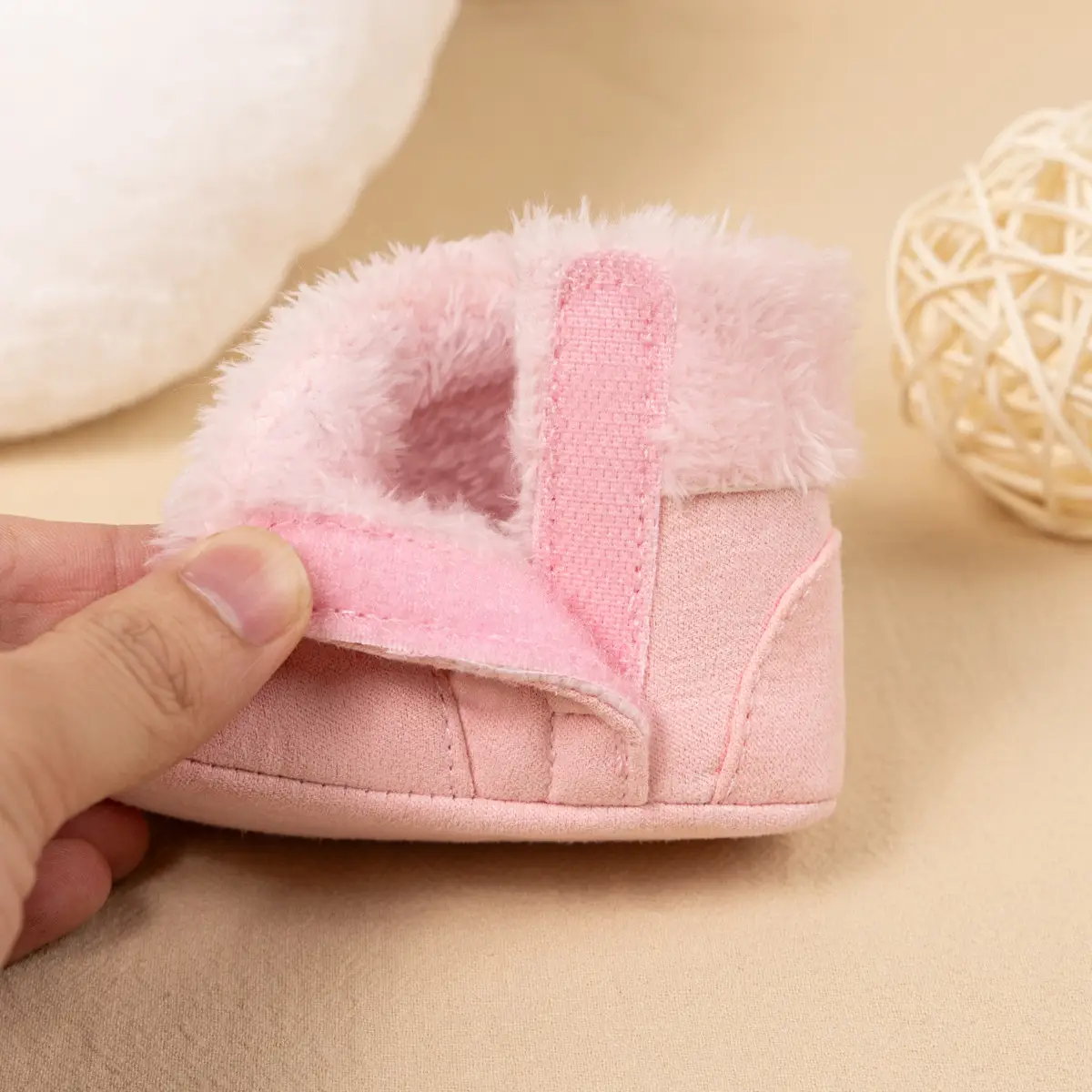 Warm Fleece Baby Boots for Baby Girls Pink Brown — feature 15