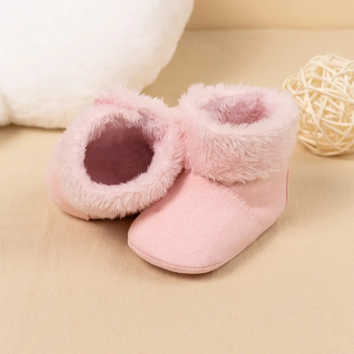 Warm Fleece Baby Boots for Baby Girls Pink Brown — feature 16