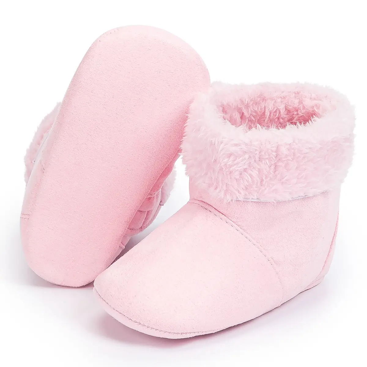 Warm Fleece Baby Boots for Baby Girls Pink Brown — feature 23