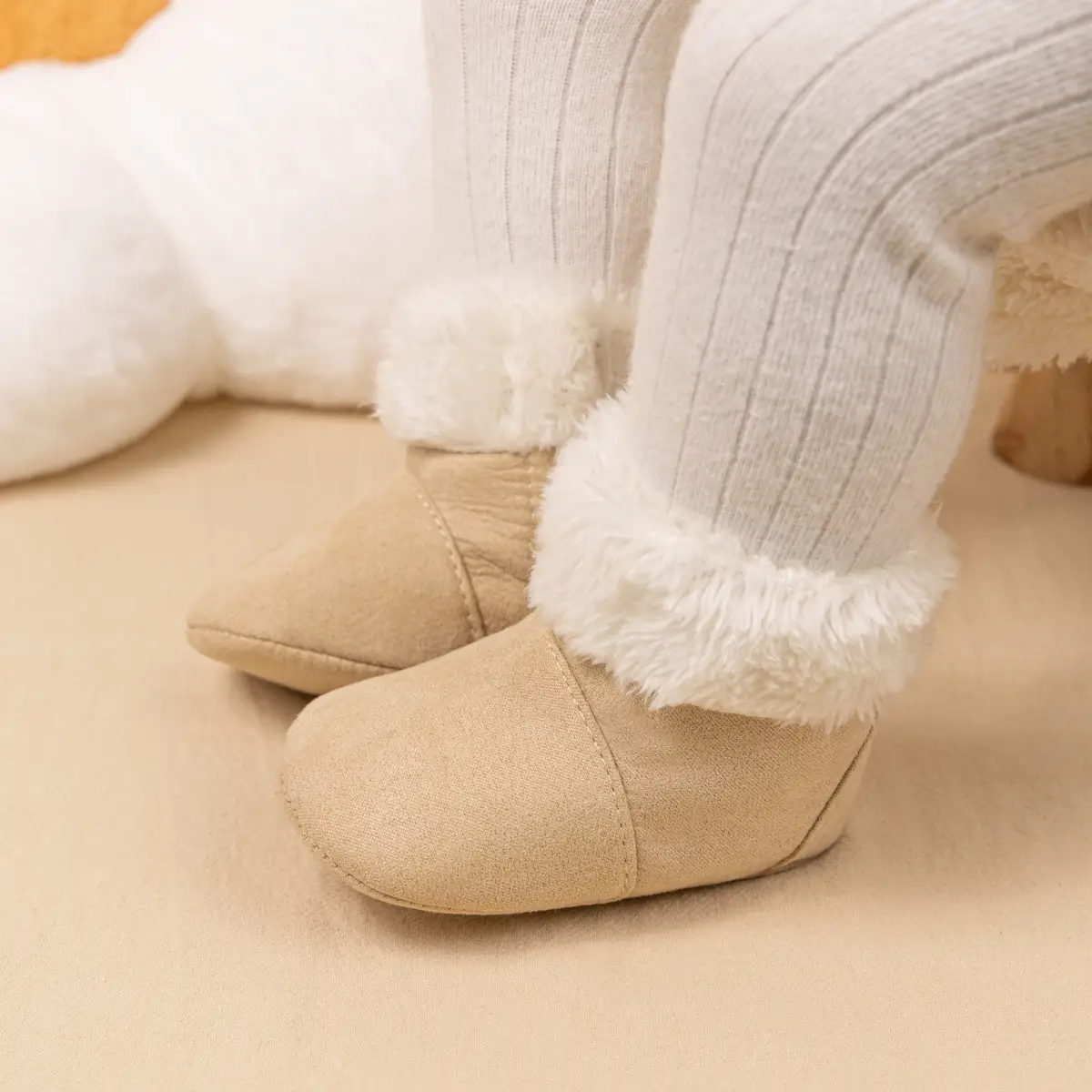 Warm Fleece Baby Boots for Baby Girls Pink Brown — feature 9