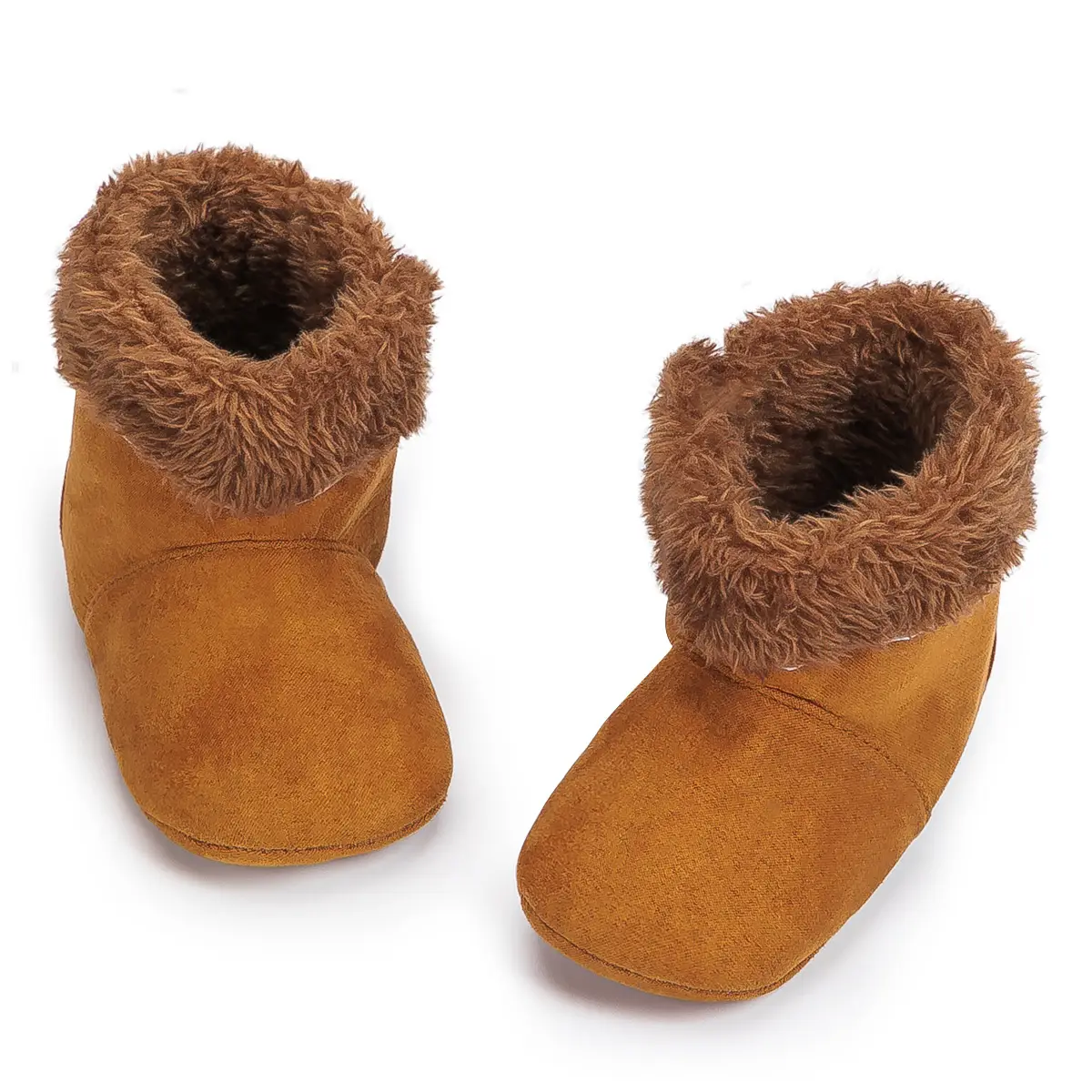 Warm Fleece Baby Boots for Baby Girls Pink Brown