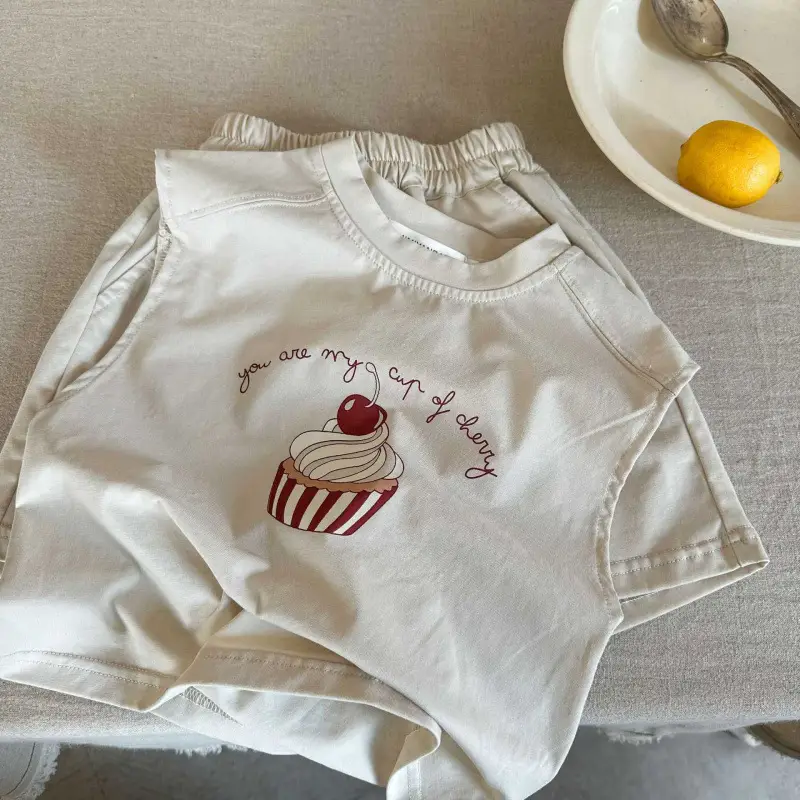 Boys Cotton Ice Cream T-Shirt Shorts Set Maroon 2025 - Image 8