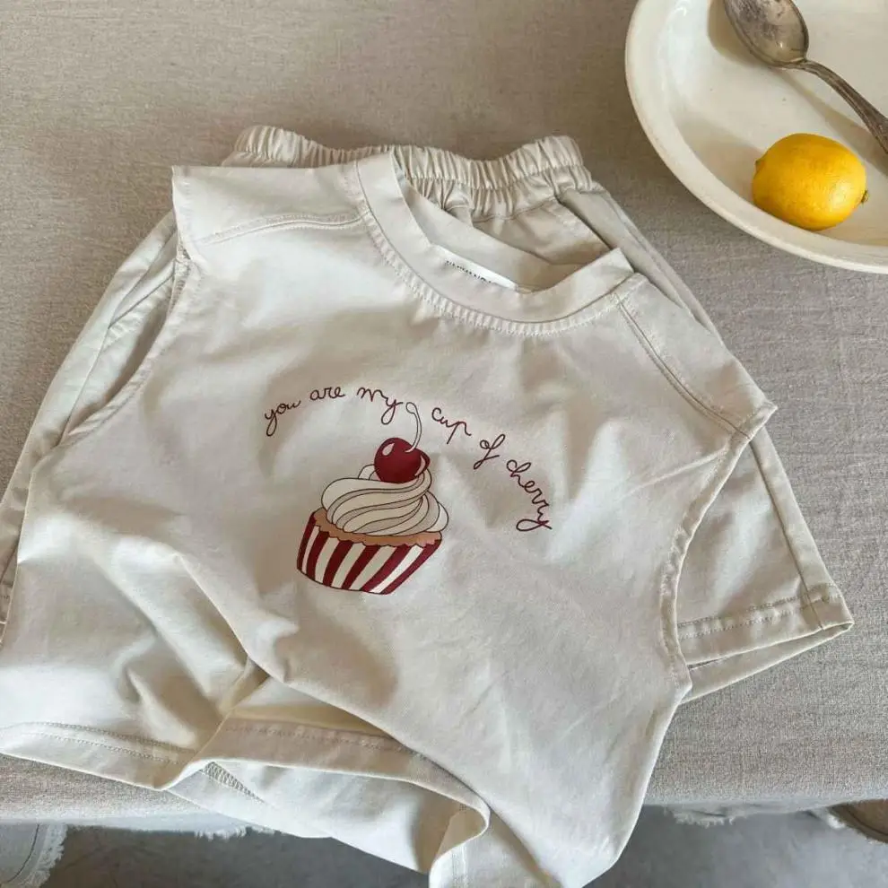 Boys Cotton Ice Cream T-Shirt Shorts Set Maroon 2025 — feature 11