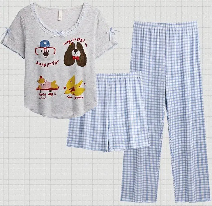 New Style Pajamas with Breast Pads, Cartoon Puppies, Women's Summer New Cute Short-Sleeved Shorts, Korean Style Loose Home Clothes — feature 6