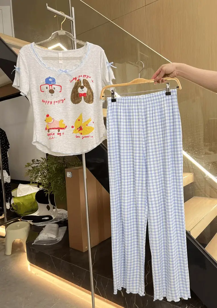 New Style Pajamas with Breast Pads, Cartoon Puppies, Women's Summer New Cute Short-Sleeved Shorts, Korean Style Loose Home Clothes — feature 9