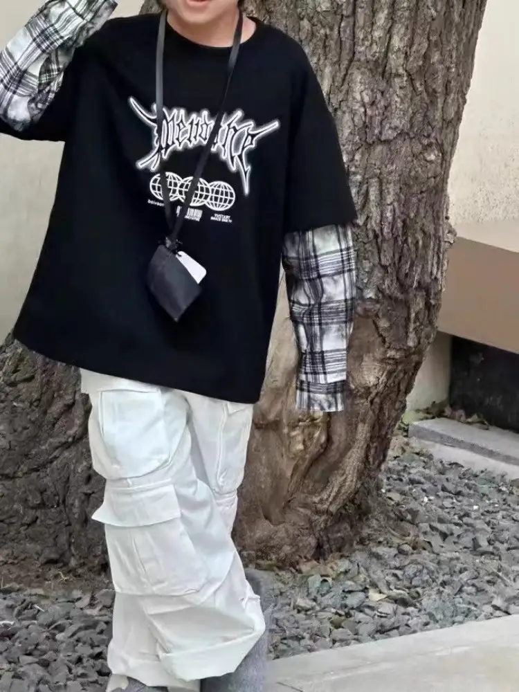Boys Fake Two-Piece T-Shirts Grey 2025 — feature 12