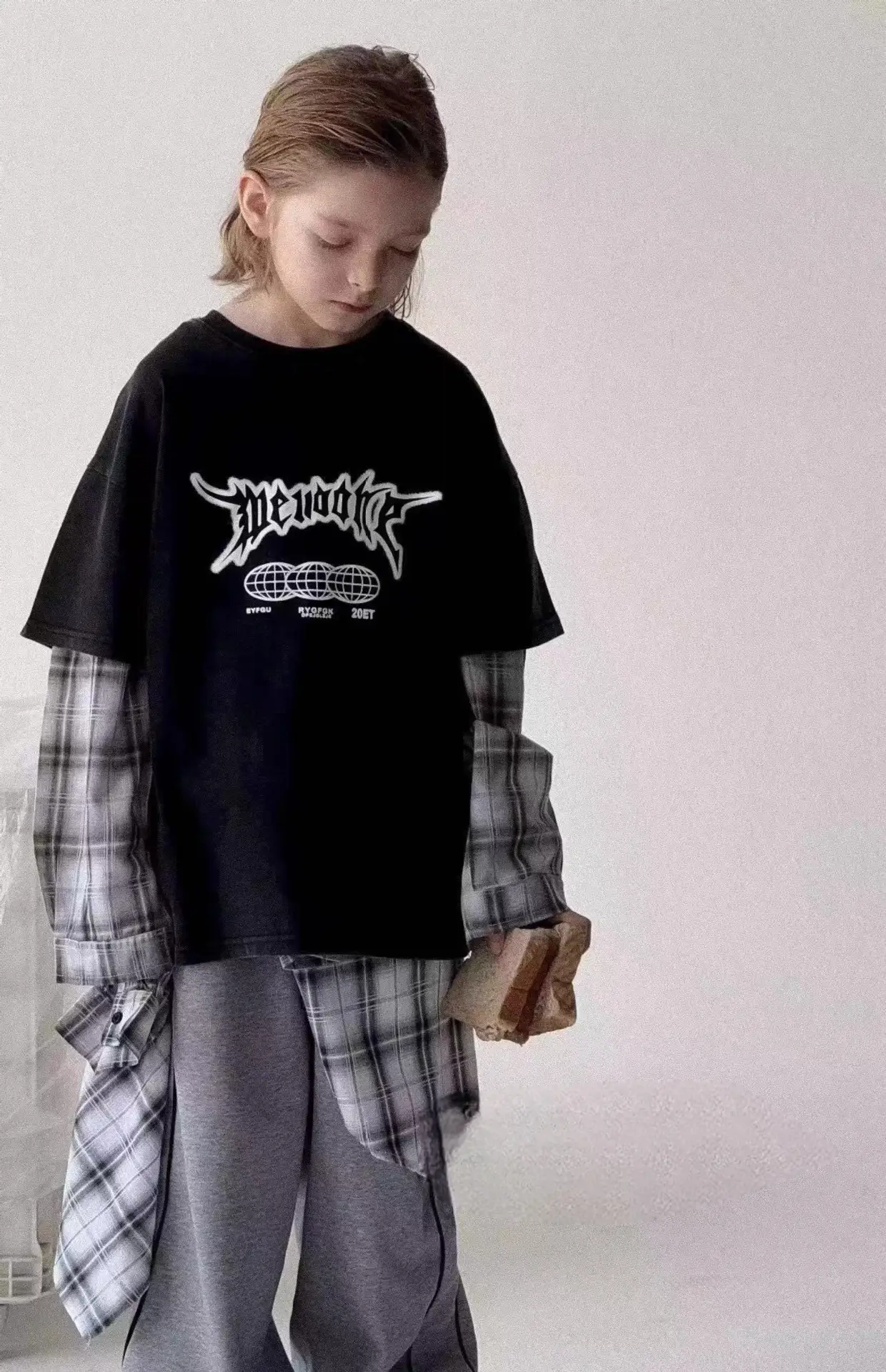 Boys Fake Two-Piece T-Shirts Grey 2025 — feature 18