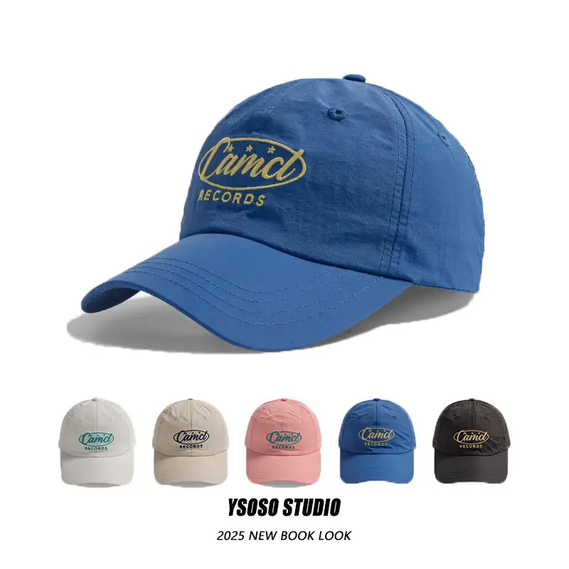 Women Black CamlC Records Cap with Gold Embroidery - Image 6