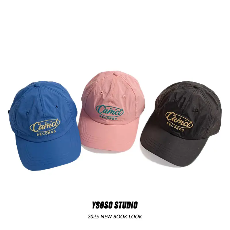 Women Black CamlC Records Cap with Gold Embroidery - Image 8