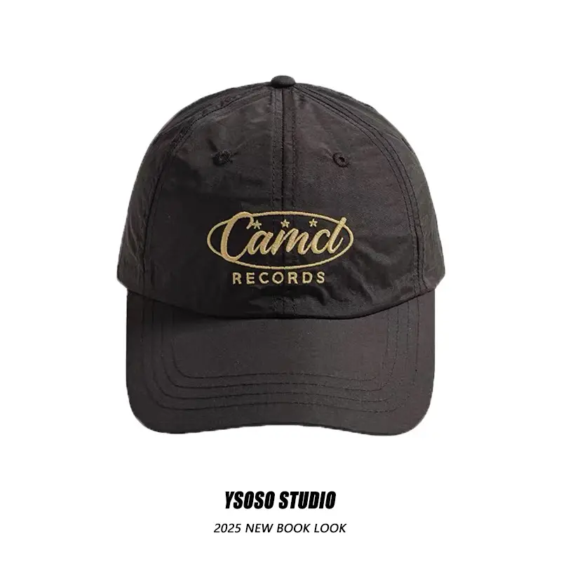Women Black CamlC Records Cap with Gold Embroidery — feature 4