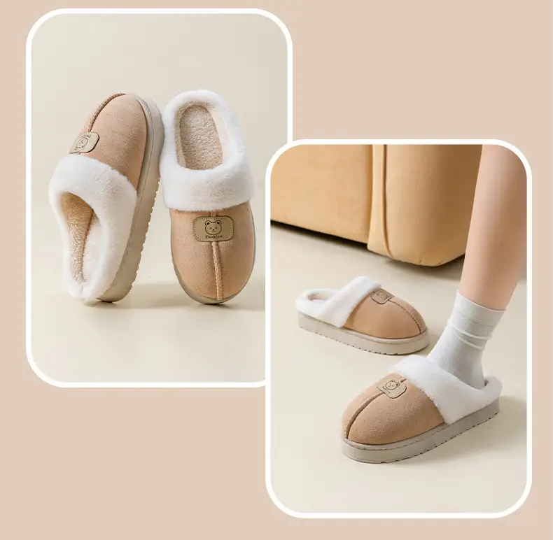 Casual Cotton Slippers for Women in Autumn and Winter, Thick-Soled Fleece-Lined for Home and Bedroom, Warm Couple Outer Wear Plush Confinement Shoes for Men — feature 21