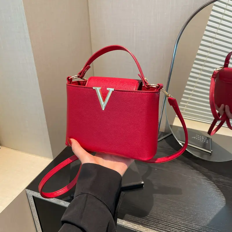 Red Crossbody Bag for Women Summer High-End Pebbled Commuter Bag - Image 7