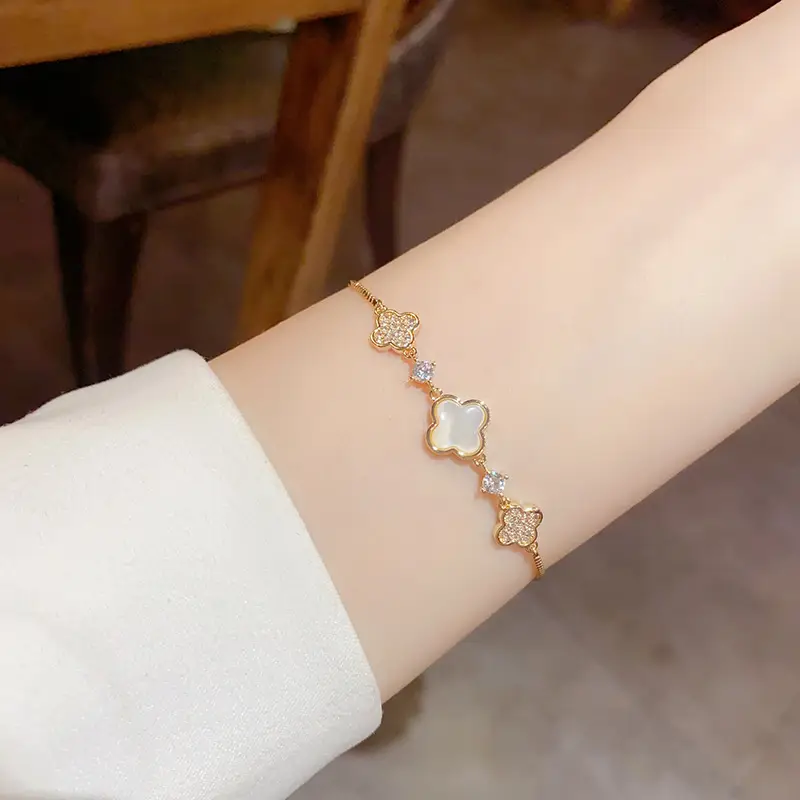 Sweet & Stylish Micro-Inlaid Mother-of-Pearl Bracelet for Women - Image 4