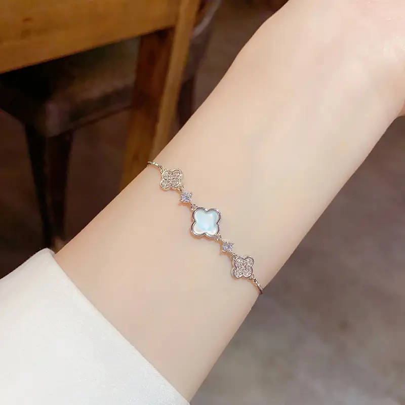Sweet & Stylish Micro-Inlaid Mother-of-Pearl Bracelet for Women - Image 6