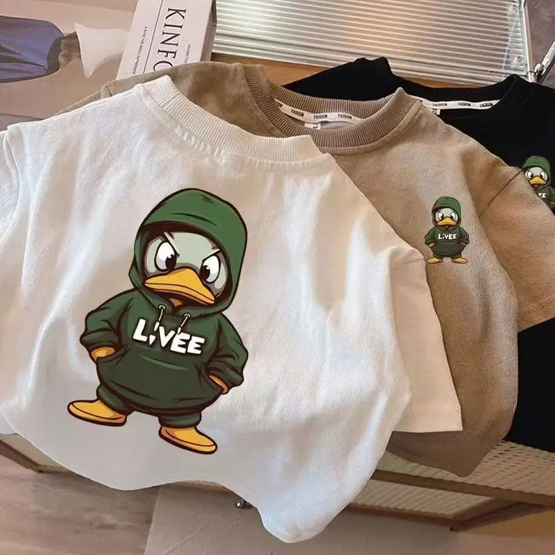 Kids Pure Cotton Cartoon T-Shirt Short Sleeve Summer Wear - Image 4