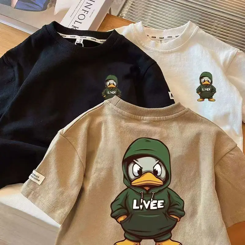 Kids Pure Cotton Cartoon T-Shirt Short Sleeve Summer Wear — feature 3