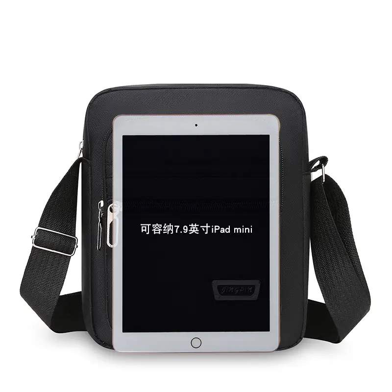 Black Nylon Crossbody Bag with 6 Zippers - Image 10
