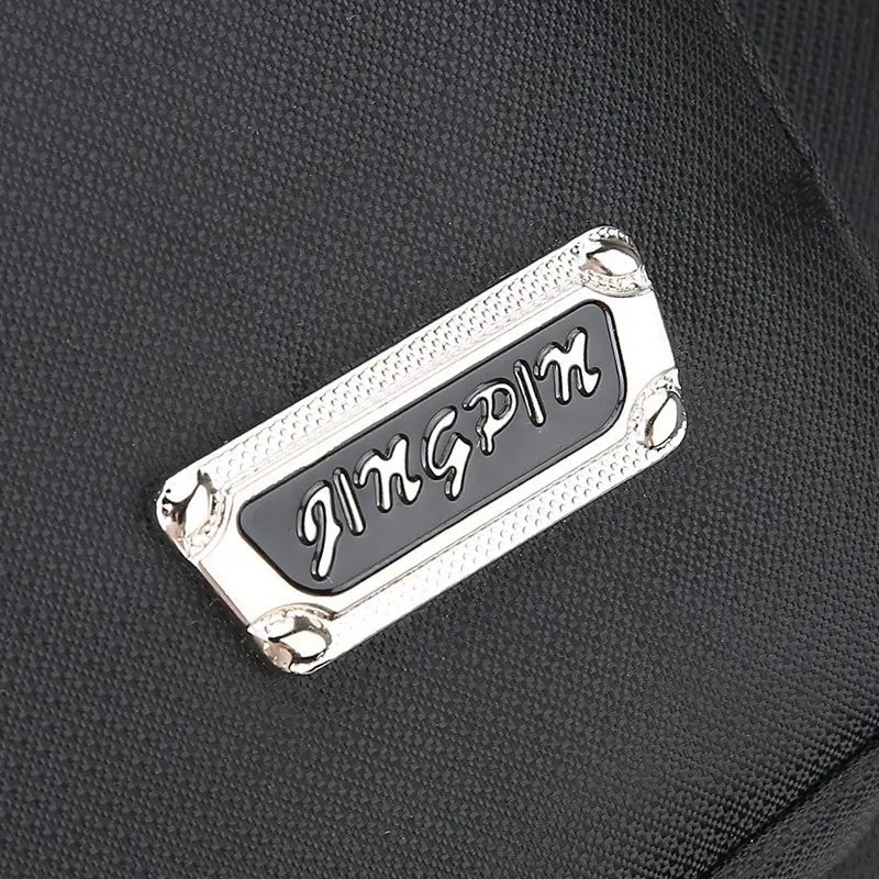 Black Nylon Crossbody Bag with 6 Zippers - Image 11