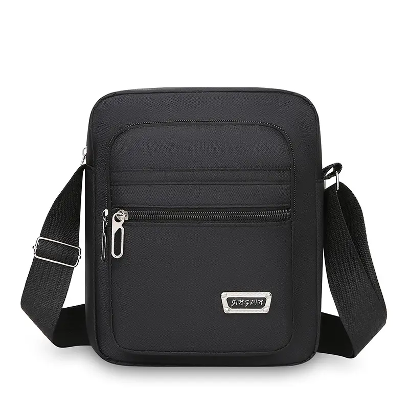 Black Nylon Crossbody Bag with 6 Zippers - Image 13