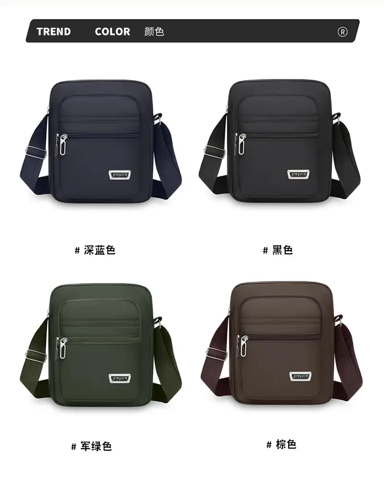 Black Nylon Crossbody Bag with 6 Zippers — feature 4