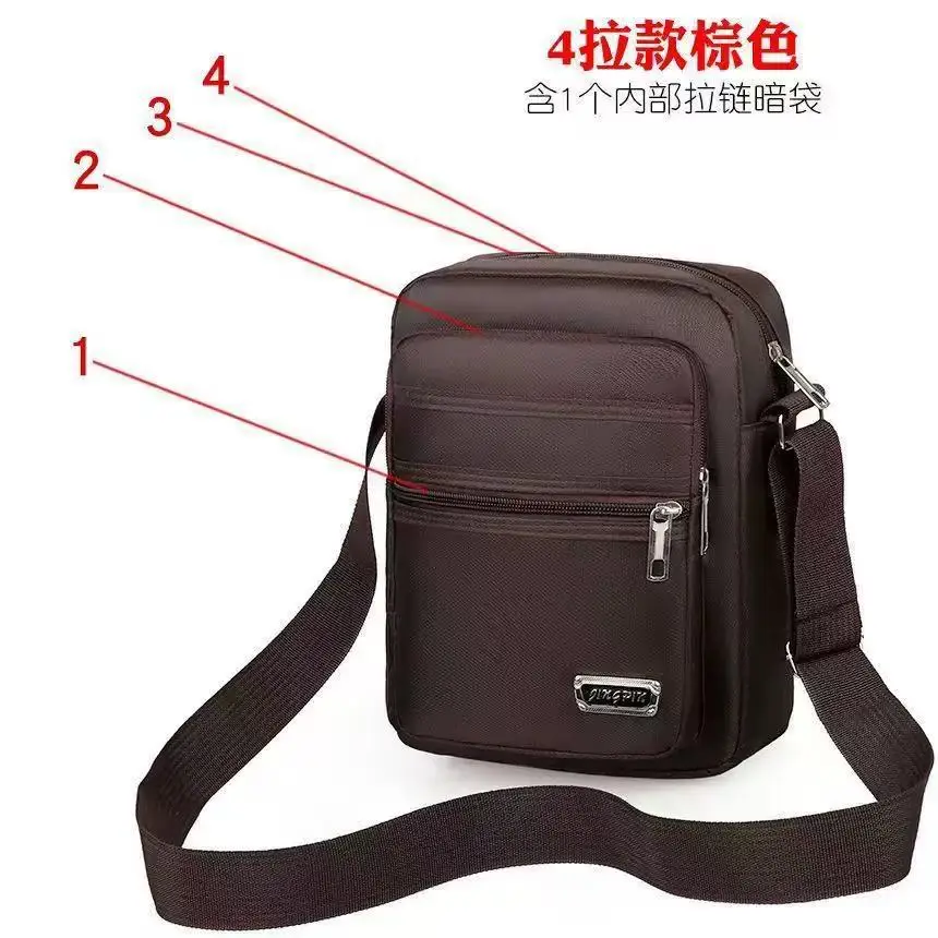 Black Nylon Crossbody Bag with 6 Zippers - Image 4