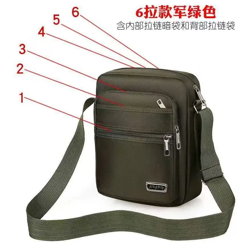 Black Nylon Crossbody Bag with 6 Zippers - Image 6