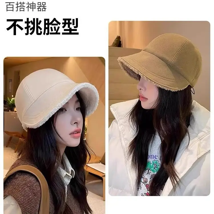 Women Fleece Lined Wide Bristle Cap White - Image 6