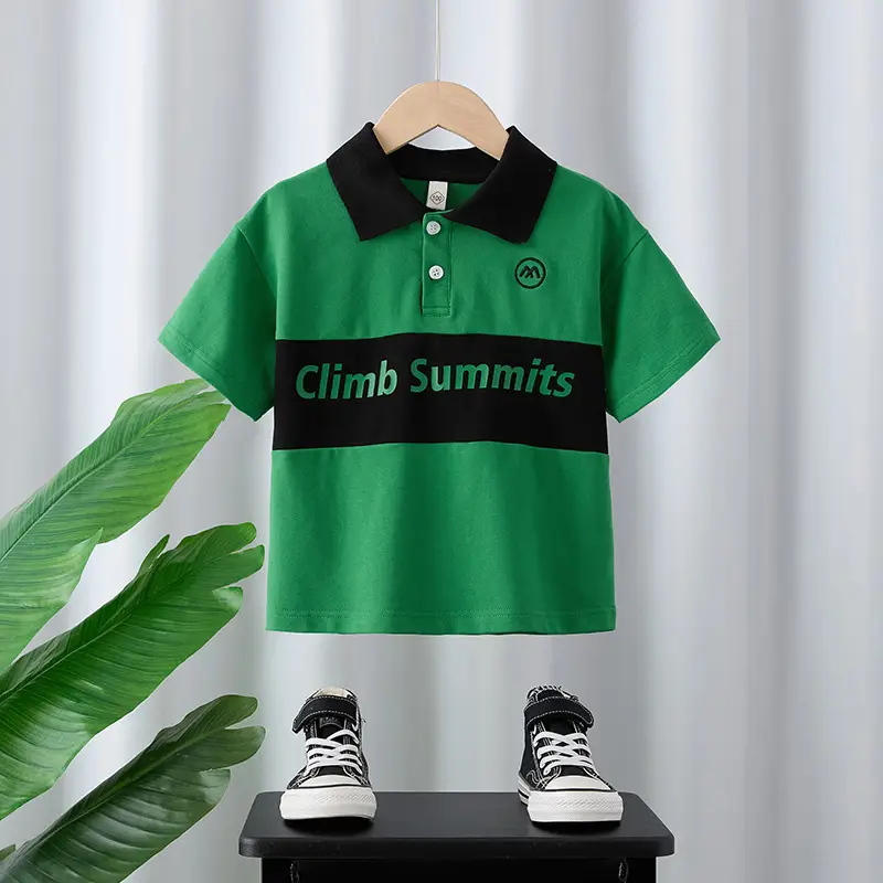 Boys Polo Shirt Green Black Summer Wear 2025 - Image 2