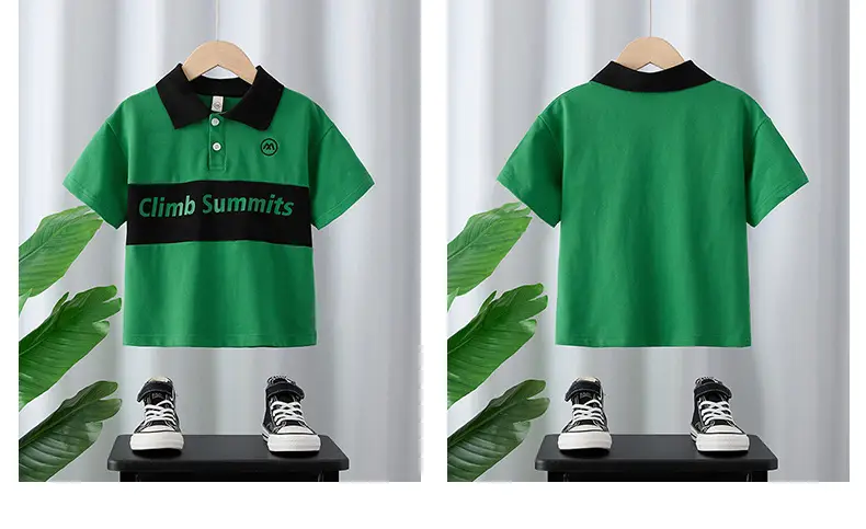 Boys Polo Shirt Green Black Summer Wear 2025 — feature 3