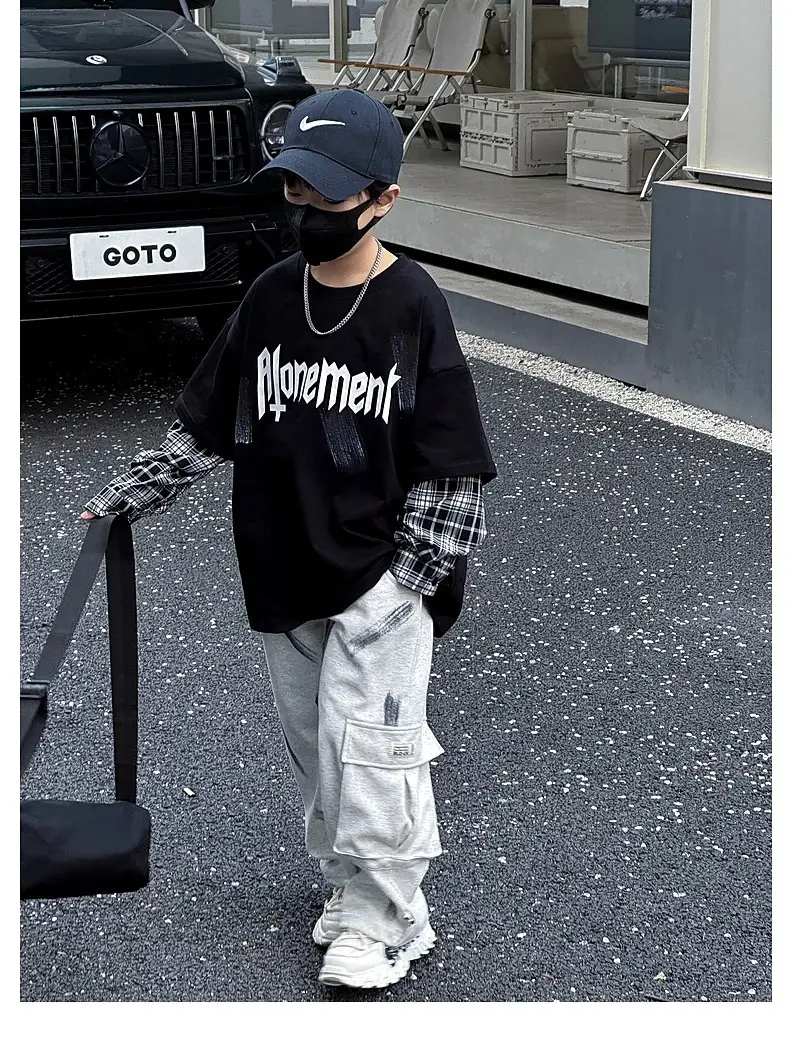 Kids White Hip-Hop T-Shirt Boys Spring Fall Cool Top — feature 15