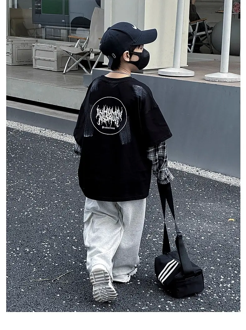 Kids White Hip-Hop T-Shirt Boys Spring Fall Cool Top — feature 16