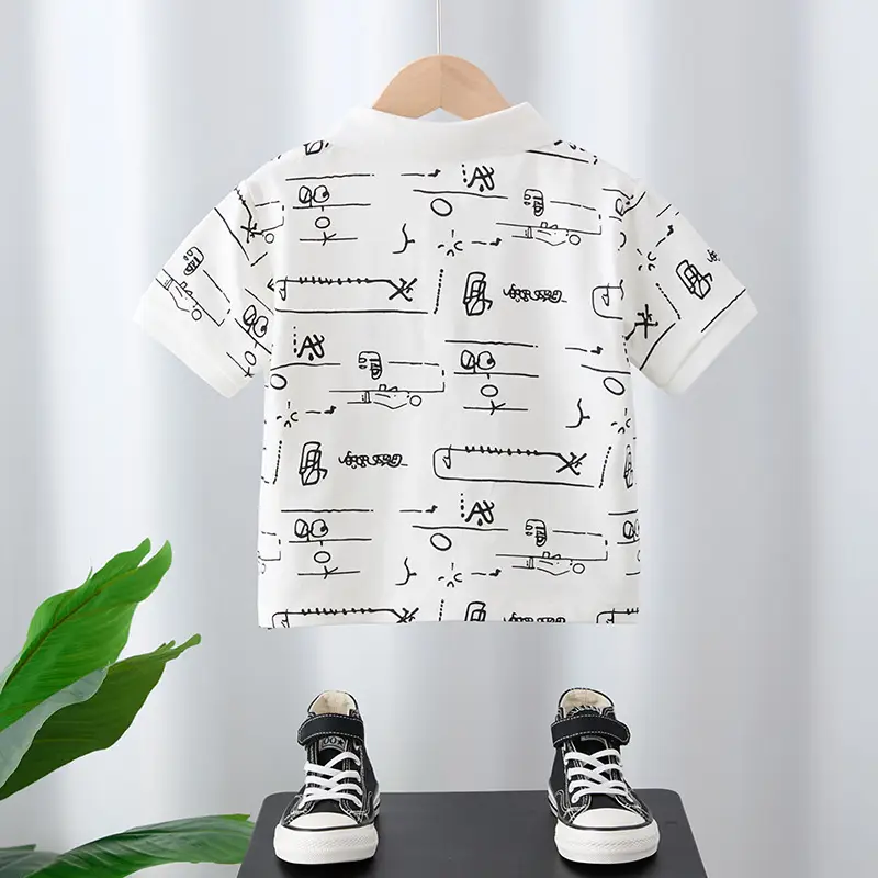 Boys Pure Cotton Printed Summer T-Shirt White - Image 2