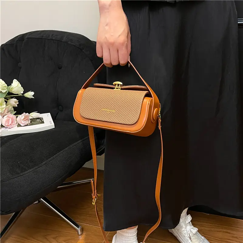 Beige Square Handbag Women 2025 Leather Luggage - Image 6