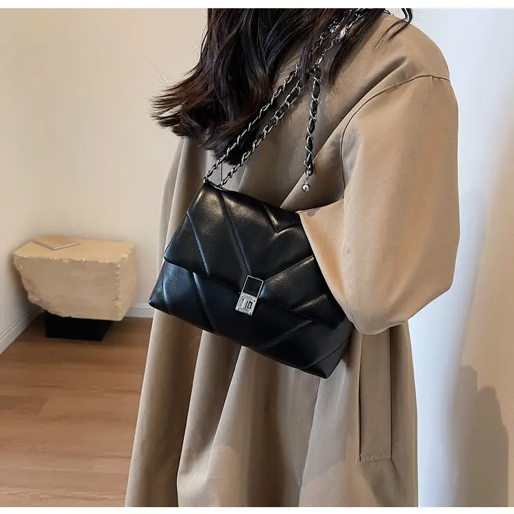 White Quilted Chain Commuter Bag for Women — feature 16