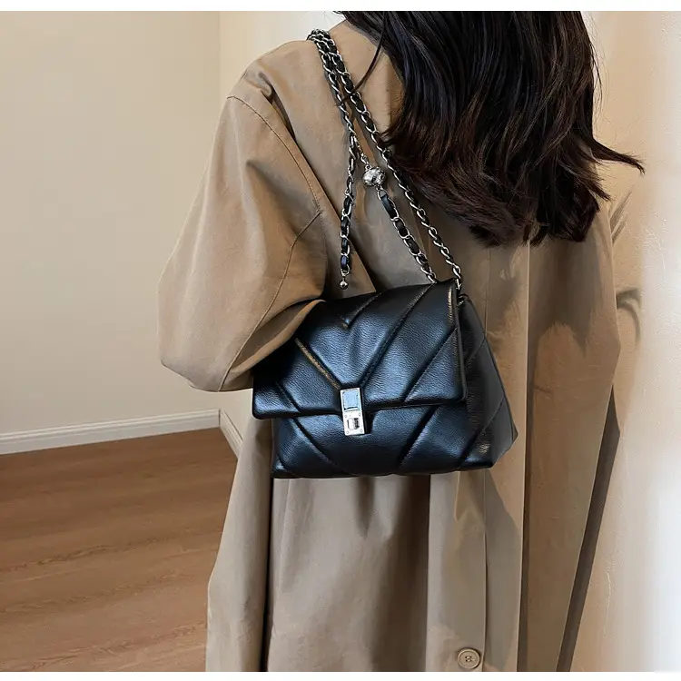 White Quilted Chain Commuter Bag for Women — feature 17