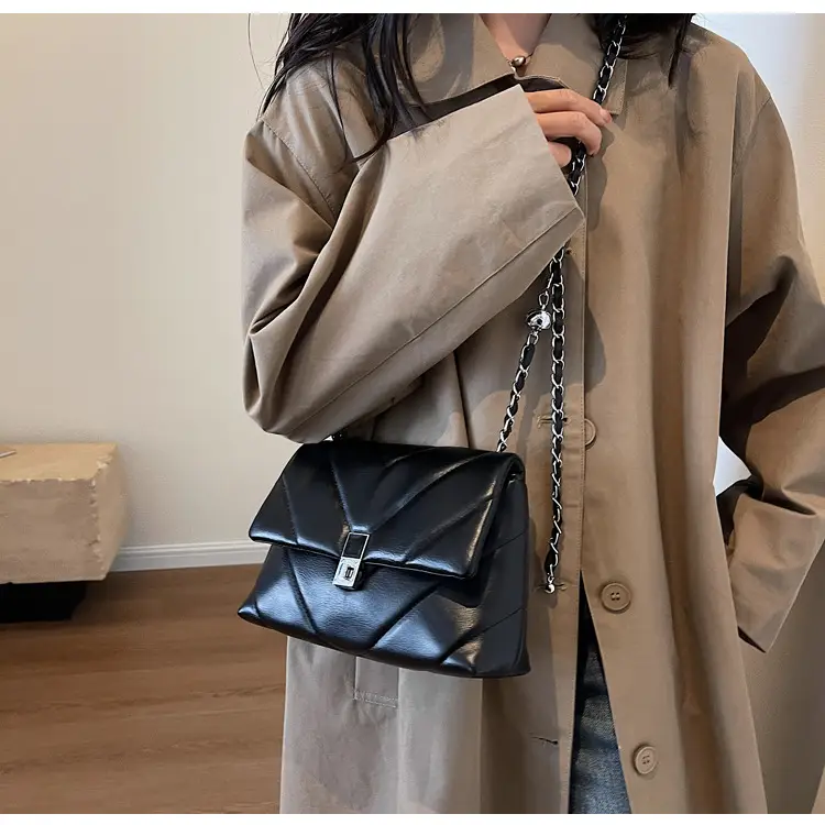 White Quilted Chain Commuter Bag for Women — feature 18