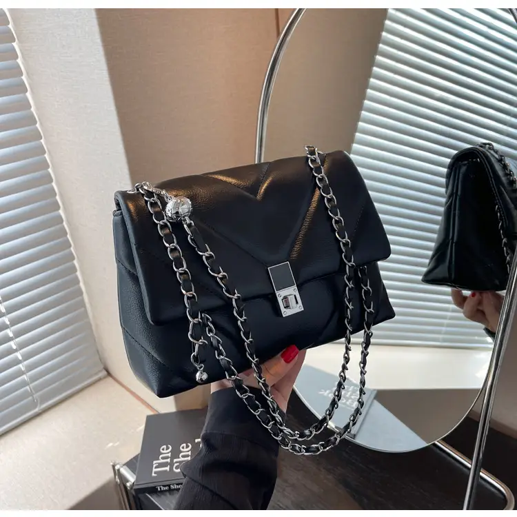 White Quilted Chain Commuter Bag for Women — feature 21