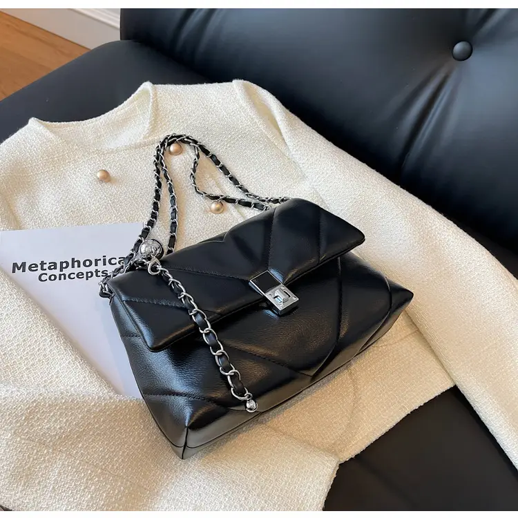 White Quilted Chain Commuter Bag for Women — feature 22