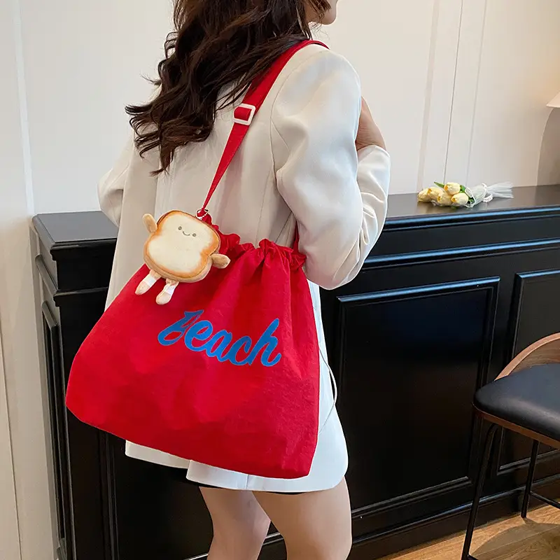 Women's Yellow Printed Tote Bag with Cute Doll