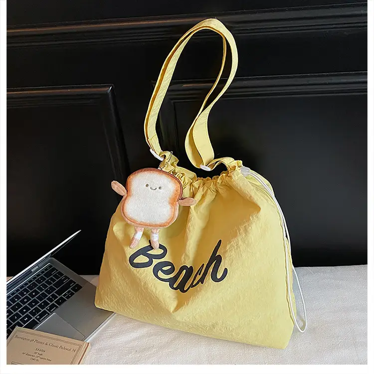Women's Yellow Printed Tote Bag with Cute Doll — feature 17