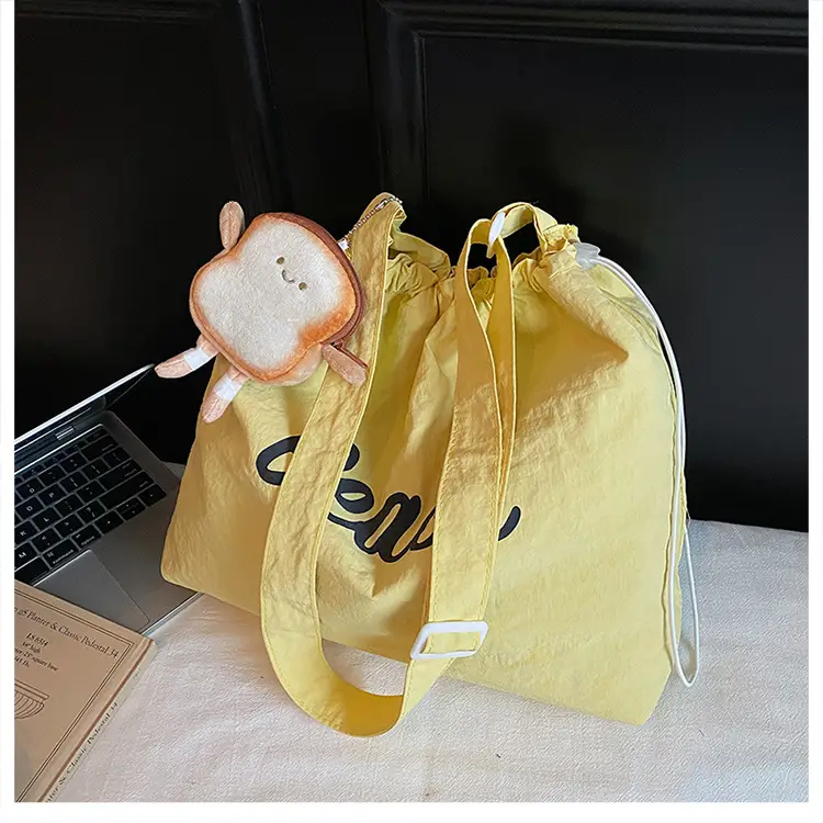 Women's Yellow Printed Tote Bag with Cute Doll — feature 18